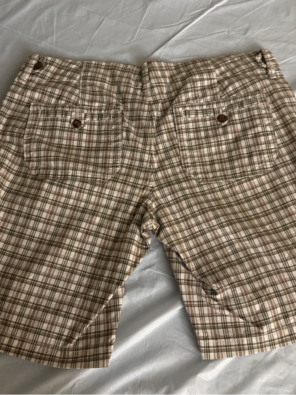 Old Navy Women’s Plaid Chino Shorts in Beige, Tan and Pink
